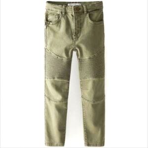 Zara Kids Moto Ribbed Biker Moto Jeggings in Army Green Size 9